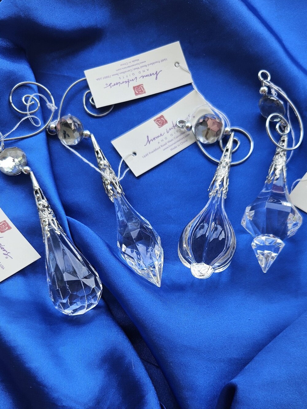 Home Interiors Clear Crystal Teardrop Ornament with Silver Cap